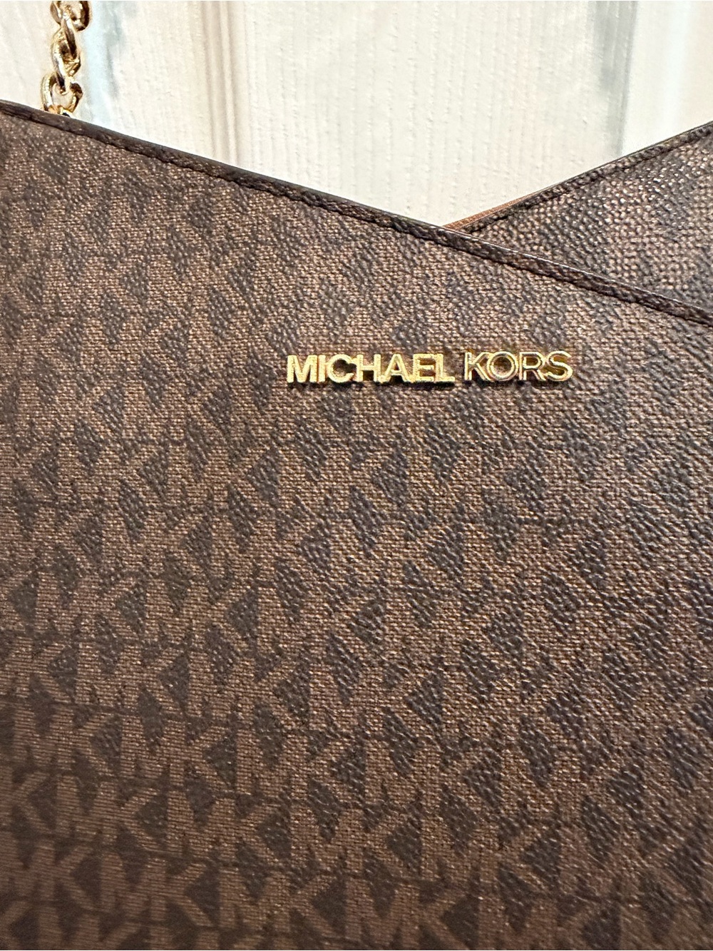 Michael Kors Jet Set Brown MK Logo Chain-Handle Tote - Picture 2 of 8